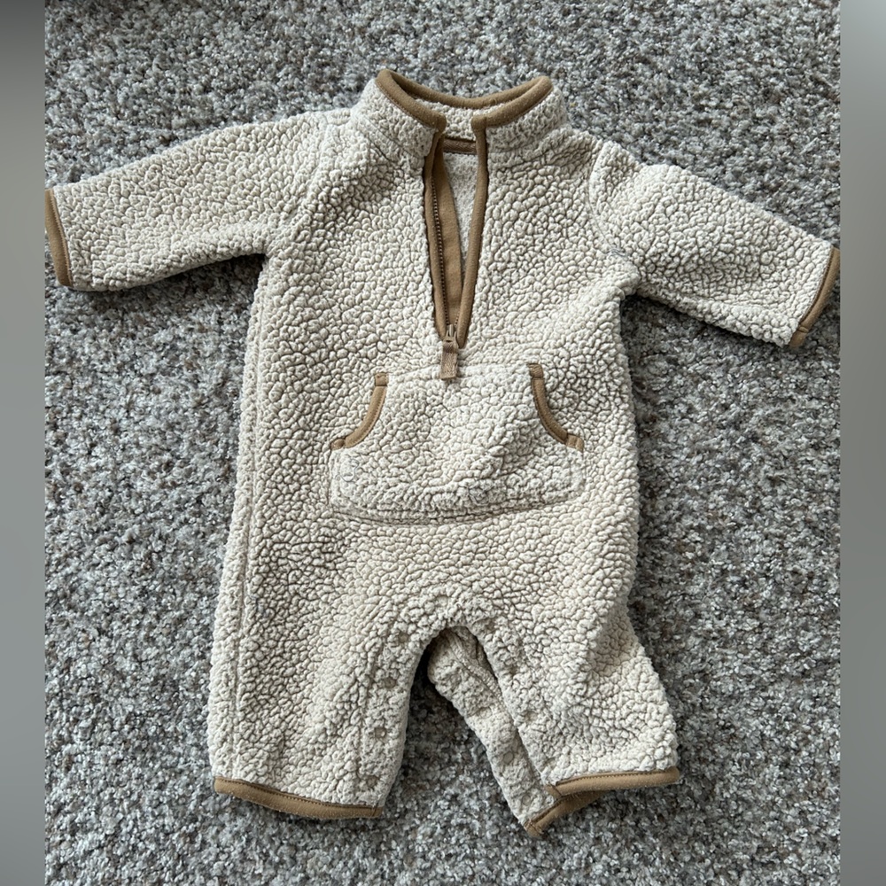 EUC Carters 3 month Cozy Cream Sherpa Kids One Piece